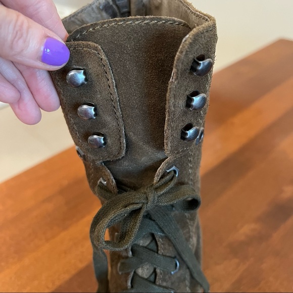 SAM EDELMAN | Olive green suede lace up combat moto style summer back zi… - Picture 7 of 15